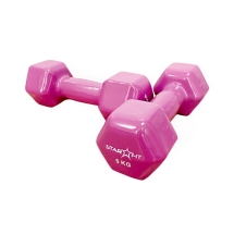 Гантель виниловая SF-5011 5 кг, розовая (пара)