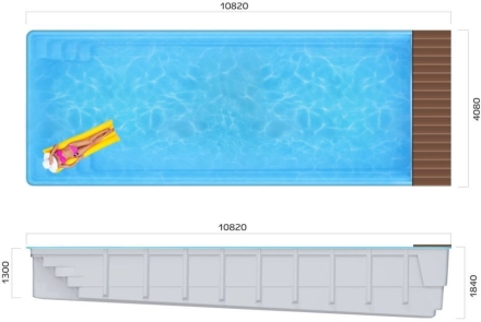 Бассейн 10,82х4,08х1,3-1,84м. Ксабия Pool Cover композитный, фото 6