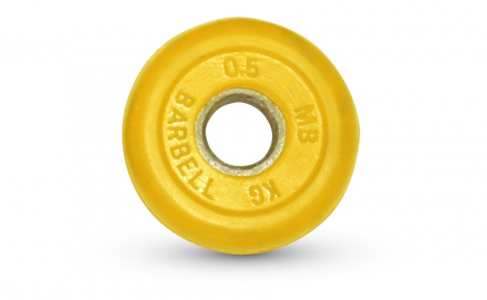 Диск обрезиненный цветной BARBELL 0,5 кг., d31мм, фото 1