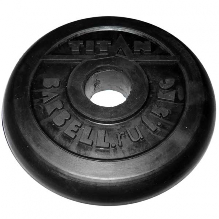 Диск обрезиненный черный Титан d-26мм 15кг, фото 1