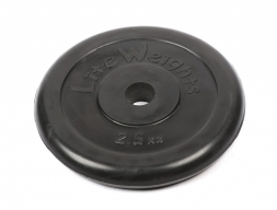Диск обрезиненный Lite Weights 2473LW 26мм 2,5кг, черный, фото 2