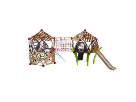 УК 7.423.11 Два пятиугольных домика с горкой и мостом, фото 1