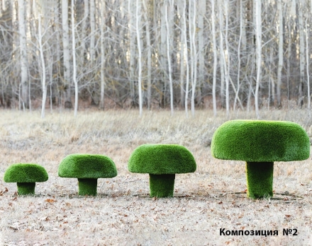 Топиари композиция грибы Сыроежки, набор №1 - газон Deluxe, фото 2
