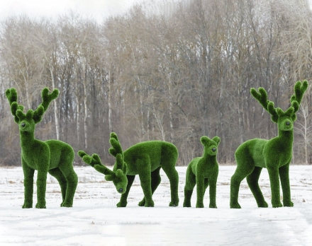 Топиари композиция Олени, мужская компания, 4 шт - газон Deluxe, фото 1