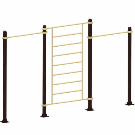 Трехсекционный комплекс шведская стенка + турник разноуровневый, фото 1