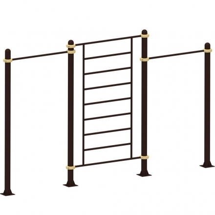 Трехсекционный комплекс шведская стенка + турник разноуровневый, фото 2