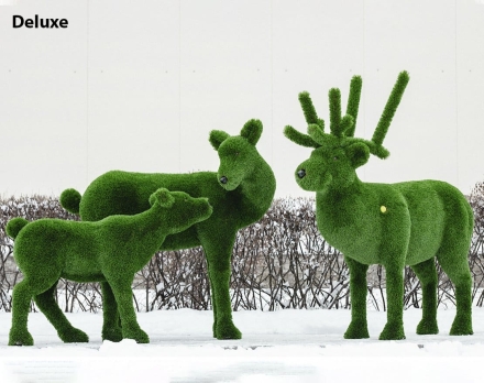 Топиари композиция олень самочка Нелли, олень Норди ll, олень малыш Том - газон Deluxe, фото 1