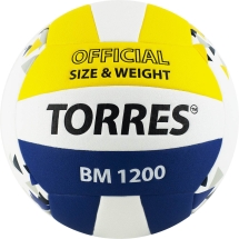 Мяч вол. &quot;TORRES BM1200&quot; арт.V42035, р.5, синт.кожа (микрофибра), клееный, бут.кам, бел-син-желт