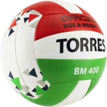Мяч вол. &quot;TORRES BM400&quot; арт.V32015, р.5, синт. кожа (ТПУ), клееный, бут.кам., бело-крас-зелен