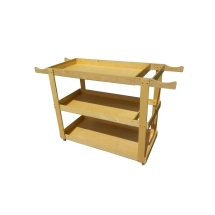 Тележка деревянная для спортинвентаря, 3 полки, на колесах