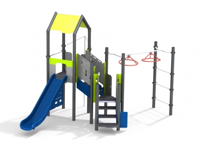 УК 7.820.11 Универсальный комплекс Башня с горкой и вертушками цинк, фото 1