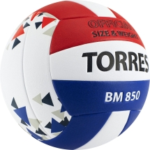 Мяч вол. &quot;TORRES BM850&quot; арт.V32025, р.5, синт. кожа (ПУ), клееный, бут. кам., бел-син-крас