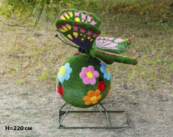 Топиари композиция бабочка на шаре поляна, H=220 см - газон Eco, фото 2