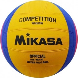Мяч для водного поло  &quot;MIKASA  W6600W&quot; р.5, муж, резина, вес 400-450гр. дл. окр 68-71см, жел-син-роз