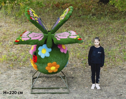 Топиари композиция бабочка на шаре поляна, H=330 см - газон Eco, фото 5