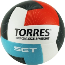 Мяч вол. &quot;TORRES Set&quot; арт.V32045, р.5, синт.кожа (ТПУ), клееный, бут.кам, бело-оранж-серо-голубой