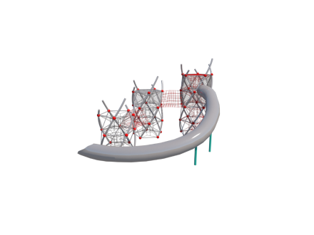 УК 7.459.11 Три башни 2 и 3 и 4 этажа с мостом и горкой нерж и пор.окрас, фото 1