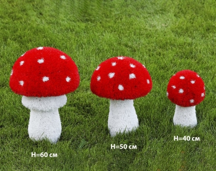 Топиари гриб Мухоморчик, h=50 см - газон Eco, фото 1