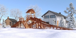 Зимняя деревянная игровая горка TORUDA Север - 11 (скат 11.8 м), фото 1