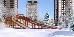 Зимняя деревянная игровая горка TORUDA Север 9 (скат 11.8 м), фото 1