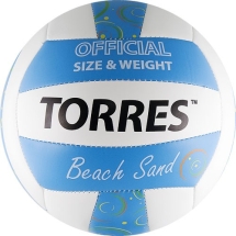 СЦ*Мяч вол. пляжн. &quot;TORRES Beach Sand Blue&quot; арт.V30095B, р.5, синт.кожа (ТПУ),маш.сш,бут.к,бел-голуб