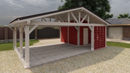 Навес на 2 машины с хозблоком ВЕКШИНО Базовая комплектация, фото 1