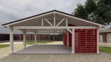 Навес на 2 машины с хозблоком ВЕКШИНО Базовая комплектация, фото 3
