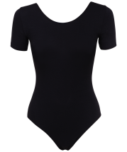 Купальник гимнастический с рукавом 3/4, хлопок, черный, р. 28-34 Купальник гимнастический с рукавом 3/4, хлопок, черный, р. 28-34
