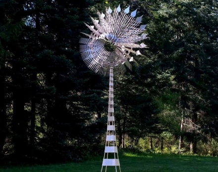 Скульптура из нержавеющей стали Квант Стандартный размер, трубчатое основание из обычной стали, фото 3