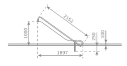 Скат KBT Steg-on L2,1 H0,9-1,0 из нержавеющей стали для игровых площадок, фото 5