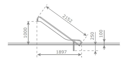 Скат KBT Steg-on L2,1 H0,9-1,0 из нержавеющей стали для игровых площадок, фото 5