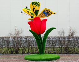 Топиари композиция Бабочка на тюльпане - газон Eco, фото 1