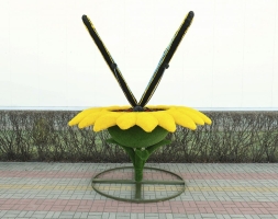 Топиари композиция Подсолнух с бабочкой Морфо - газон Eco, фото 4