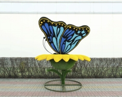 Топиари композиция Подсолнух с бабочкой Морфо - газон Eco, фото 2