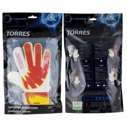 СЦ*Перчатки врат. &quot;TORRES Jr.&quot; арт. FG05017-RD, р.7, 2 мм латекс, удл.манж.,бело-красно-желтый, фото 2