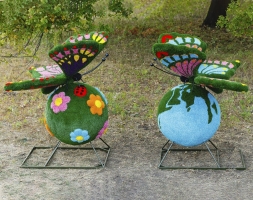 Топиари композиция поляна и глобус с Бабочками - газон Eco, фото 1