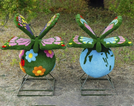 Топиари композиция поляна и глобус с Бабочками - газон Eco, фото 3