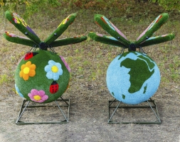 Топиари композиция поляна и глобус с Бабочками - газон Eco, фото 2