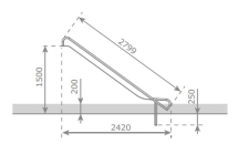 Скат KBT Steg-on L2,8 H1,3-1,5 из нержавеющей стали для игровых площадок