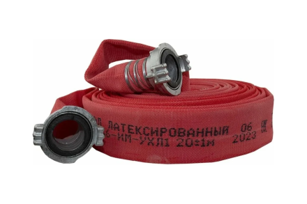 Рукав пожарный напорный Русарсенал &quot;Латексированный&quot; РПМ(Д)-50-1,6-ИМ-УХЛ1 с головками ГР-50 ал, (20±1м) 207006, фото 1