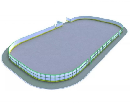 Хоккейная коробка из стеклопластика толщиной 7 мм, с обычными бортами, без ограждения из сетки, размер 12x24 м, фото 1