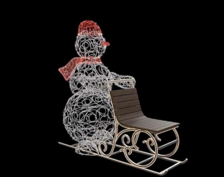 Световая фигура Снеговик с санями, фото 1