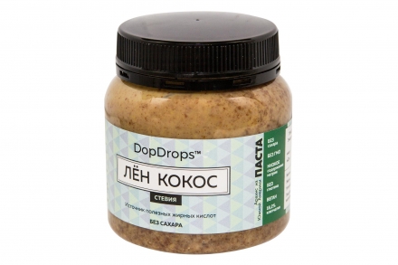 Кокосовая паста со льном и стевией, в пластике, 250г, фото 2