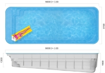 Бассейн 9х3,7х1,3-1,9м. Логан Marshall Pools (чаша)