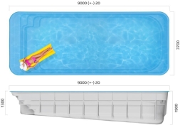 Бассейн 9х3,7х1,3-1,9м. Логан Marshall Pools (чаша), фото 6