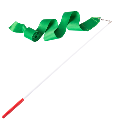 Лента для художественной гимнастики AGR-201 4м, с палочкой 46 см, зеленый, фото 1