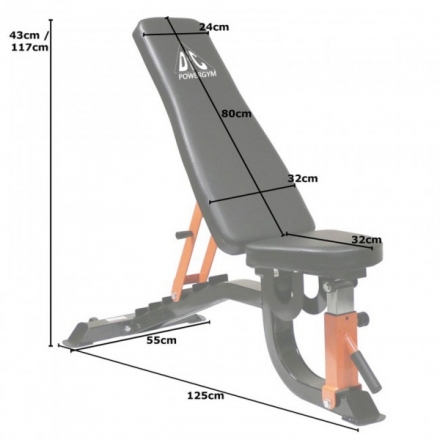 Скамья силовая универсальная DFC черная/оранж. DBCH2-1, фото 2