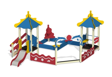 Песочный дворик Коралл ПС-16.3 с горкой для детской площадки, фото 1