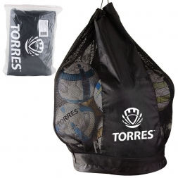 Сумка-баул для мячей &quot;TORRES&quot; арт.SS11069,на 15 футб.мяч,на шнурке с фиксатором, на 15 мячей, черная