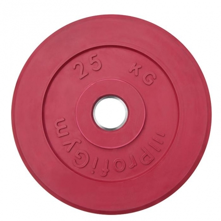 Диск «Profigym» тренировочный обрезиненный 25 кг цветной 51 мм (металлическая втулка)   ДТРЦ-25/51 , фото 1